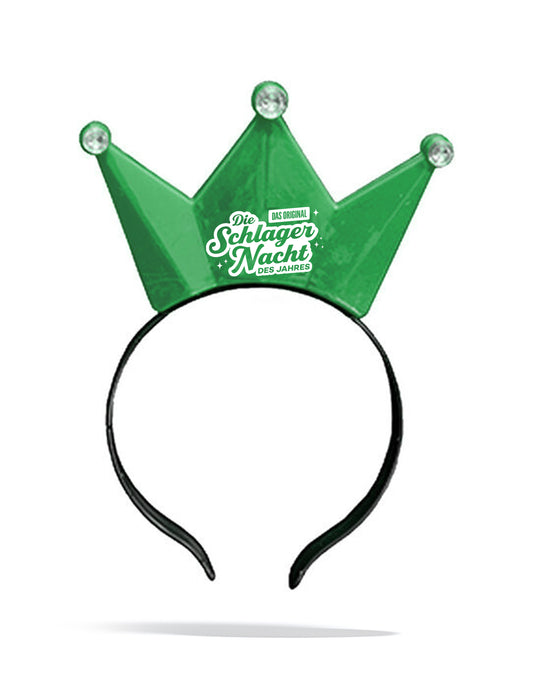 Grüne Haarreif-Krone mit 3 hellen LED, inkl. Logo