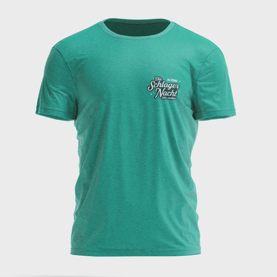 Unisex T-Shirt in Karibikblau, Logo vorne und hinten